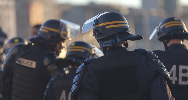 Police officers in riot gear