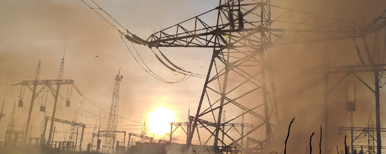 Transmission lines on fire
