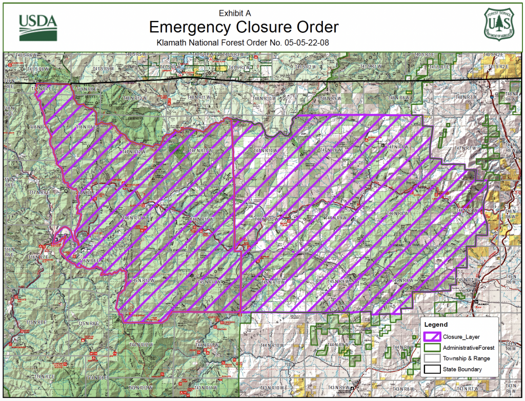 Klamath National Forest Emergency Closure Map
