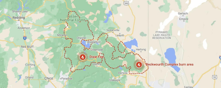 Dixie fire map
