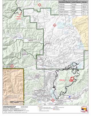 Nogal Canyon and McBride Fire map